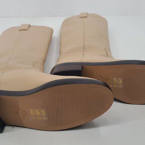 J. Crew Women's Leather Knee High Pull On Riding Boots Beechwood Cream Size 5.5 - Picture 8 of 14